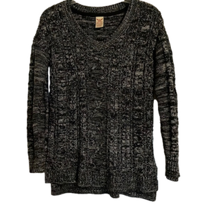 FADED GLORY High Low V-Neck Pullover Sweater, Juniors L, Gray